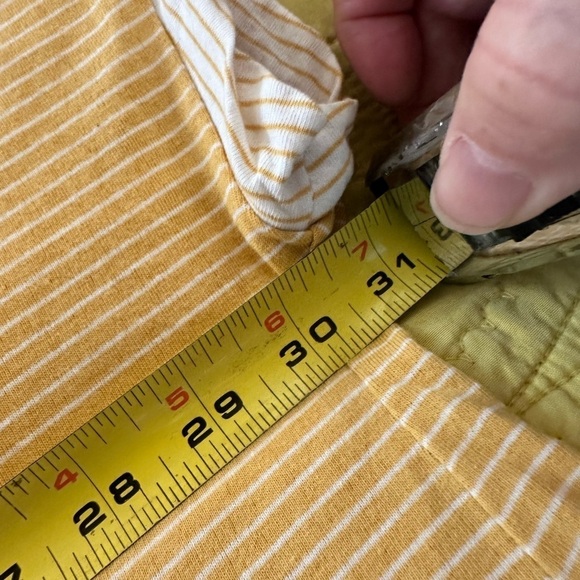 Easel size large buttercup and white pinstripe boxy t-shirt. EUC. Relaxed fit - Picture 6 of 6